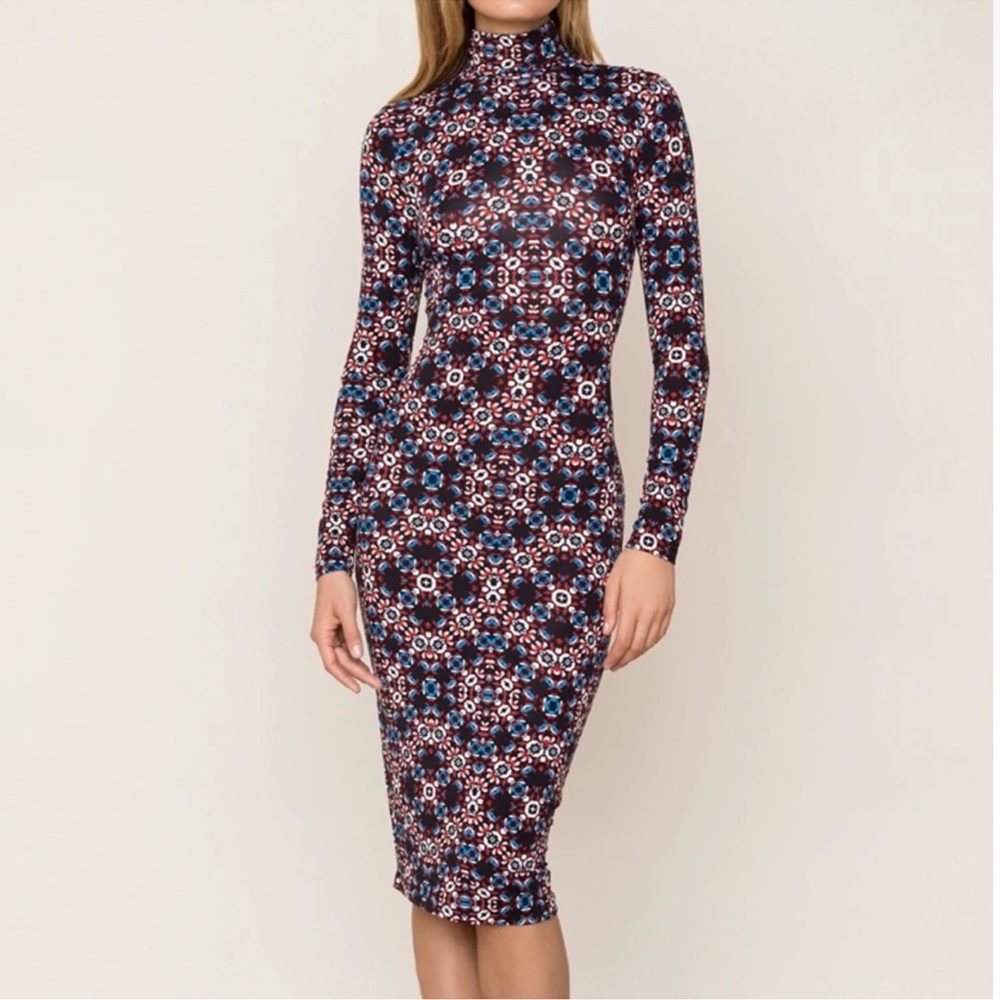NWT Yumi Kim Casablanca DejaVu Long Sleeve Printed Turtleneck Dress Fall